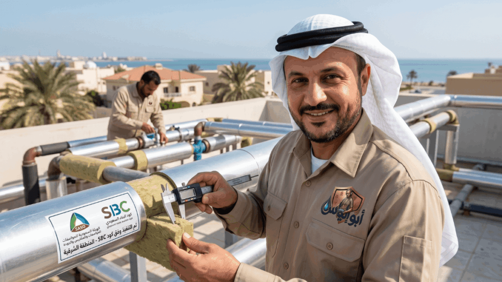 سماكة عزل الأنابيب الخارجية واشتراطات كود ترشيد الطاقة السكني SBC 602